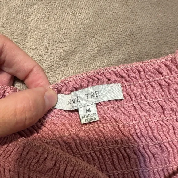 Love Tree Dusty Rose Smocked Blouse - Picture 3 of 5